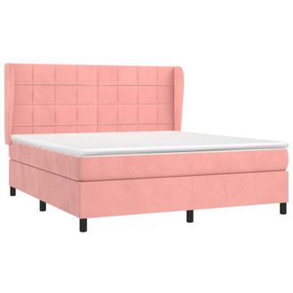 vidaXL Vidaxl - Cama Box Spring Con Colch&oacute;n Terciopelo Rosa 180x200 Cm