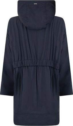 Herno Elastane Drawstring Hood Coat - Navy