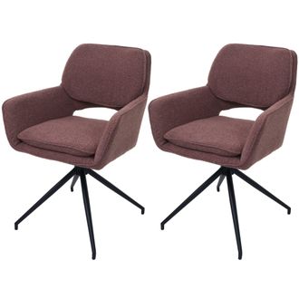 Hhg Hhg - Nunca Usado] Juego De 2 Sillas De Comedor 638, Silla De Cocina, Giratoria Con Retorno Autom&aacute;tico, Tejido Boucl&eacute; (540 G/m&sup2;) Oeko-tex, Marr&oacute;n Clar
