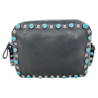 Valentino Valentino Rolling Rockstud Camera Bag in Zwart Leer