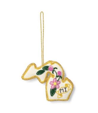 Matr Boomie Michigan State Apple Blossom Beaded Fabric Ornament - Embroidered in Cream at Nordstrom