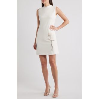 Anne Klein Floral Appliqu&eacute; Sheath Dress in White Dove at Nordstrom, Size 14