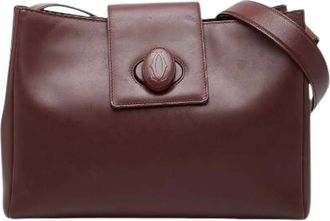 Cartier Pre-owned Cross Body Bags, female, Red, Size: ONE SIZE Pre-owned Must Line Leather Shoulder Bag