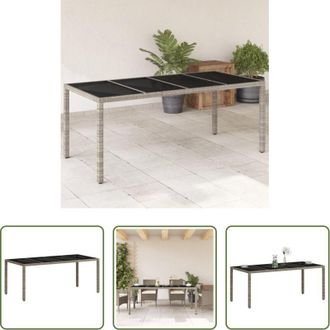vidaXL vidaXL Rattan PE - Tavolo Giardino Piano Vetro Grigio Chiaro 190x90x75 Polyrattan
