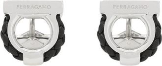 Ferragamo Gancini Manchetknopen - Heren - Oorbellen - Zwart - ONE Size - Leer - Accessoires