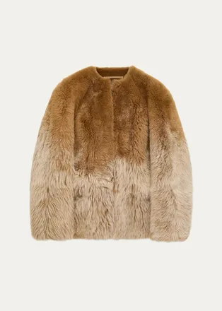 Loewe Degrade Lamb Shearling Collarless Jacket