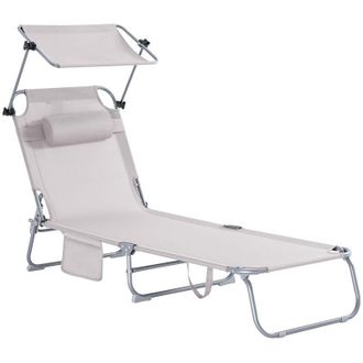 SoBuy SoBuy Lettino Prendisole Pieghevole Cuscino e tettuccio Regolabile 4 Angoli di reclinazione con Organizer Beige OGS48-MI