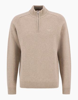 Barbour Mens Barbour Grangetown Half-Zip Jumper - Tan - Size: 40