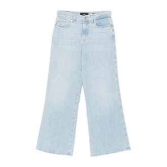 7 For All Mankind Lotta Enkel Cropped Wijde Pijpen Jeans - Dames - Jeans - Blauw - Maat: W26 Katoen