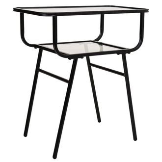 Wanderlust Deco Wanderlust Deco - Mesita De Metal Y Cristal Con 1 Balda Gris 60x35x65,5