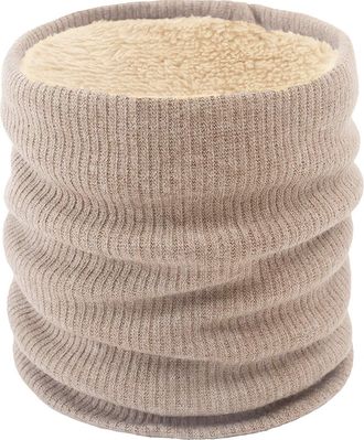 World of Shawls Unisex Men Women Knitted Fleece Neck Warmer Loop Snood Warm Soft and Comfortable (Beige)