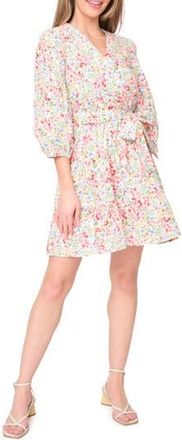Gibsonlook Harper Floral Poplin Faux Wrap Dress in Wild Bouquet at Nordstrom Rack, Size Xx-Small