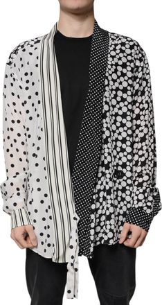 Dolce & Gabbana Black White Polka Dots Silk Men Casual Shirt And