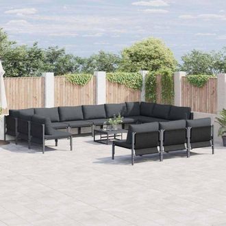 vidaXL Conjunto De Sof&aacute; De Jard&iacute;n Antracita Acero Vidaxl