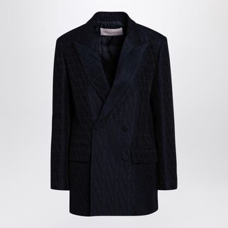 Valentino Navy Blue Double Breasted Jacket Toile Iconographe