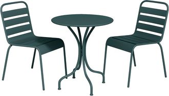 VENTE-UNIQUE.COM Conjunto de mesa y sillas para jard&iacute;n acero verde pino