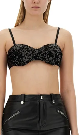 Moschino Sequined Cropped Tank Top - Black