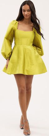 BHLDN Sage Balloon Puff-Sleeve Fit & Flare Mini Dress