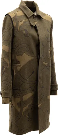 Valentino Garavani Green With Dark Patterns Women Wool Coat Clothing