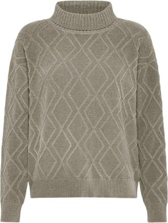 Roberto Ricci Design Geborduurde chenille coltrui met diamanten - Dames - Coltruien - Beige - M - Truien & Vesten