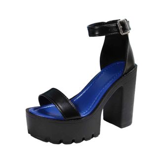 Generic 2026 Women Slippers Platform Heeled Sandals, Open Square Toe Chunky Heels, Strappy Sandals for Women, Insole Dress Shoes Prom Weeding Bride Party 3.5 