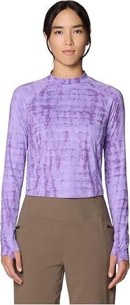 Mountain Hardwear Crater Laketm Long Sleeve Crop Womens Clothing Harbor Violet Prismatic Print : LG, Polyester/Elastane