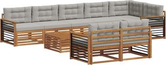 vidaXL Conjunto De Sof&aacute;s De Exterior 9 Uds. Gris Natural Y Claro Vidaxl