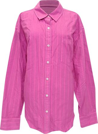 Alexander Wang Frayed-Edge Boyfriend Shirt in Pink Cotton