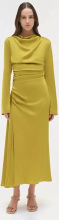 SIMKHAI Odessa Satin Midi Dress In Pear