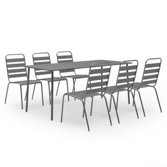 vidaXL Juego De Comedor De Jard&iacute;n 7 Piezas Acero Gris Oscuro Vidaxl
