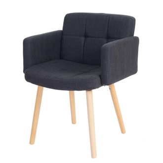 Hhg Nunca Usado] Silla De Comedor Orlando Ii, Silla De Cocina, Dise&ntilde;o Retro, Textil, Gris Oscuro