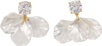 Self Portrait Crystal Pearl Petal Earrings - female - Self Portrait - Earrings - White - ONE SIZE - Accessories