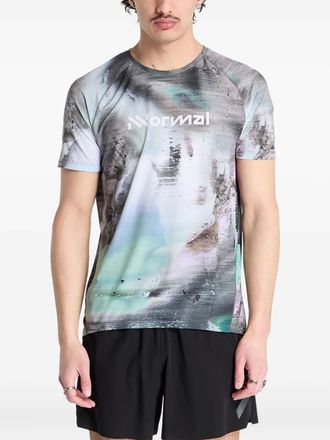 NNormal T-shirt met abstracte print en raglan mouwen - Grijs