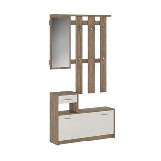 Oresteluchetta Mueble entrada zapatero perchero nogal blanco 100 cm