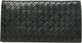 Bottega Veneta Pre-owned Wallets, female, Black, Size: ONE SIZE Pre-owned Intrecciato Leather Long Wallet