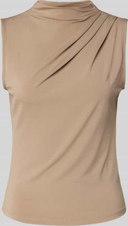 Pieces Shaped Fit Top mit Stehkragen Modell MADISON in Beige, Gr&ouml;&szlig;e S