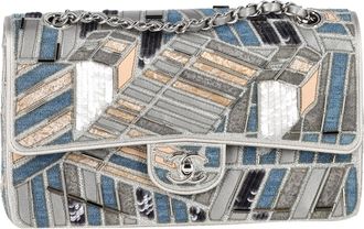 Chanel Pre-owned Womens Medium Classic Patchwork Double Flap Shoulder Bag in Multicolor Denim - Multicolour - One Size