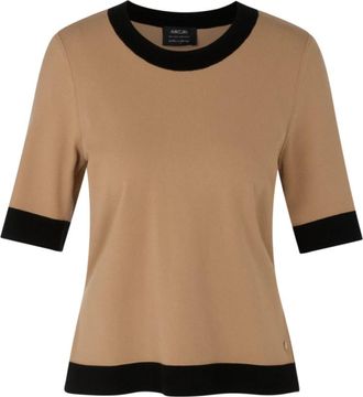Marc Cain Korte mouwen trui - Dames - Ronde hals truien - Bruin - 2XL - Wol - Truien & Vesten