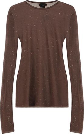 Pinko Pinko, Truien & Vesten, Dames, Bruin, S, Wol, Pailletversierde longsleeve top