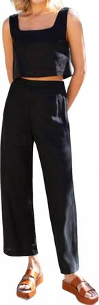 Emerson Fry Roma Wide Leg Pant In Black Linen