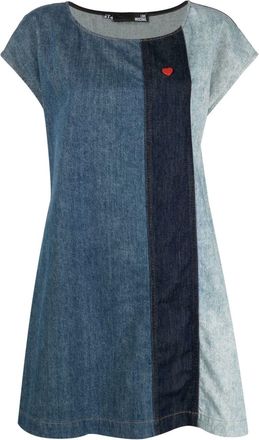 Love Moschino stripe-panel denim dress - women - Cotton - 38 - Blue