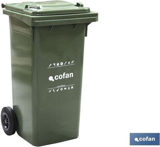 cofan Contenedor 2 Ruedas 120 Litros Color Verde, Contenedores Para Basura Con Capacidad Para 120 Litros.contenedores Disponibles Para Vidrio (verde), Pl&aacute;st