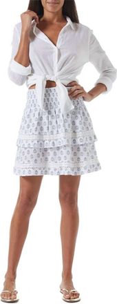 Melissa Odabash Barbara Aztec Skirt In White/blue
