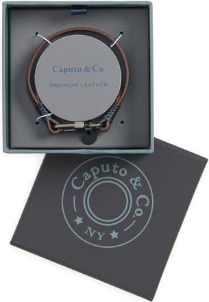 Caputo & Co. Mens Contrast Edge Leather Bracelet in Dark Grey at Nordstrom Rack