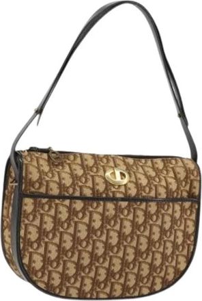 Dior Pre-owned Vintage Trotter Shoulder Bag - Dames - Vintage Schoudertas - Beige - ONE Size - Leer - Vintage