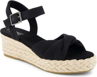Toms Kinsley Ankle Strap Espadrille Platform Wedge Sandal in Black at Nordstrom, Size 5.5