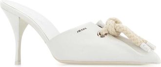 Prada Womens White Nappa Leather Mules Bianco+grezzo Slippers High Heel Shoes