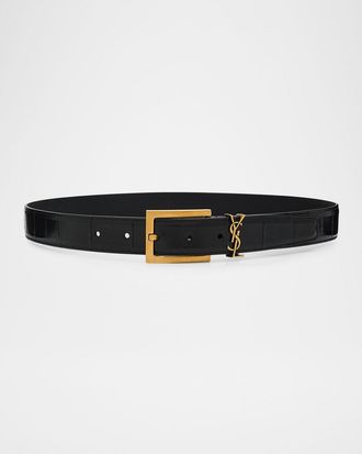 Saint Laurent Cassandre Belt in Eel Leather