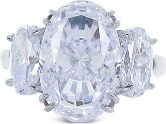 Fantasia 14kt white gold triple oval ring - women - 14kt White Gold - 6 - Silver