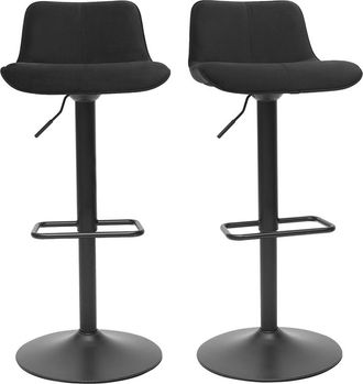 Miliboo Miliboo - Set De 2 Taburetes De Cocina Ajustables 360&ordm; Negros De Terciopelo Y Metal Boost